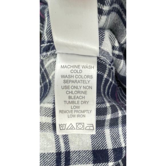 Ellos Women’s Plus Size 2X Flannel Shirt Navy Plaid Button Down Cozy Comfycore - Picture 8 of 8